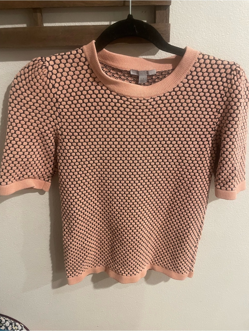 COS Peach Textured Honeycomb Knit Blouse Size XS